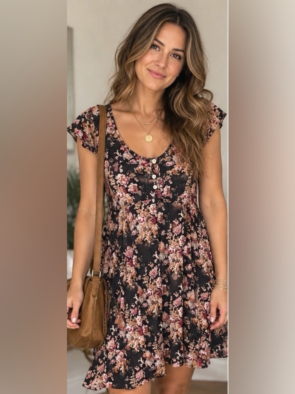 Vintage Ralph Lauren Floral Babydoll Mini Dress Boho Cottagecore Size-6